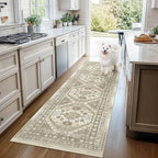 3x10 Runner Rug Non Slip Washable for Entryway, Front Porch, Vintage Hallway Runner for Laundry Room, Bedroom, Stain Resistant Thin Indoor Kitchen Mats for Floor(Brown,3'x10')