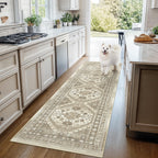 Restydon Runners for Hallway 12ft, Non-Slip Long Bathroom Rugs, Brown