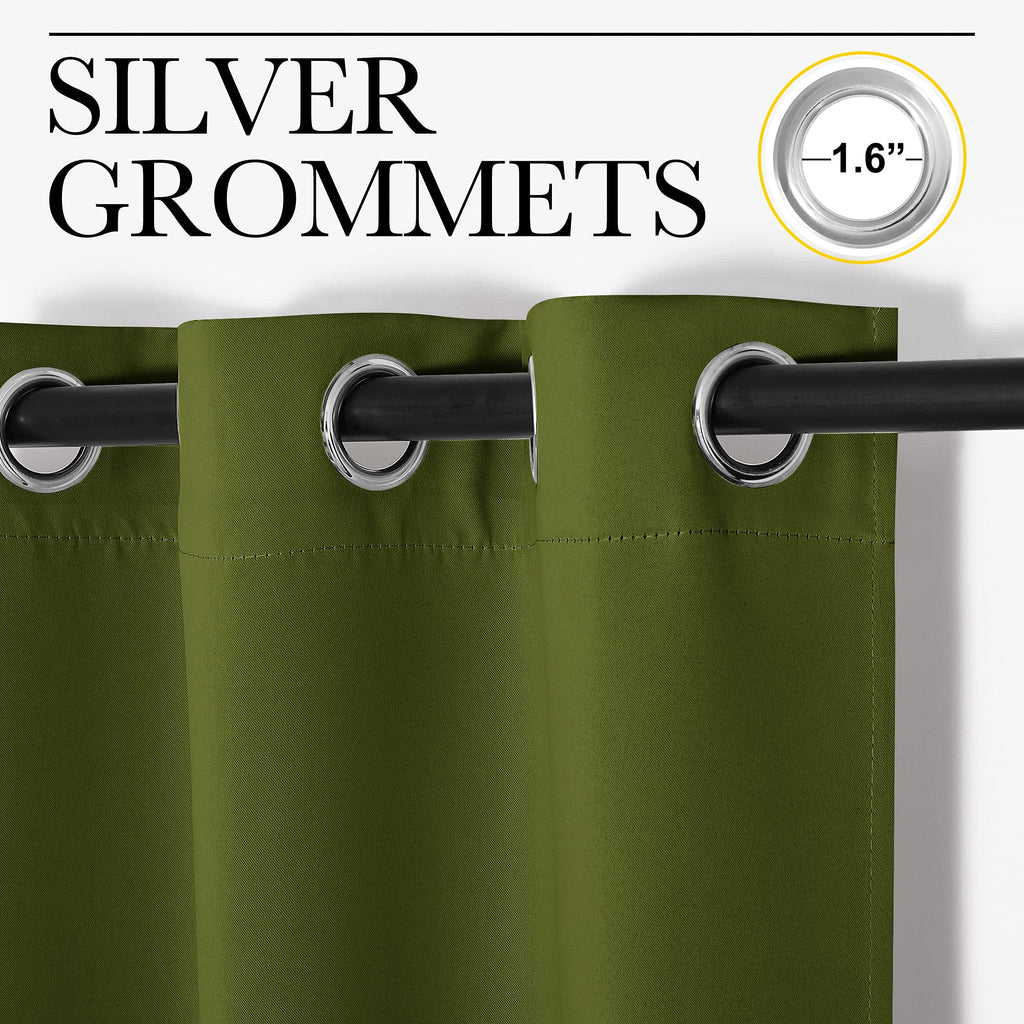 NICETOWN Olive Green Blackout Curtains 68 inches Length for Laundry Room, 2 Panels, 42" Wide, Thermal Insulated Decoration Drapes for Office Window
