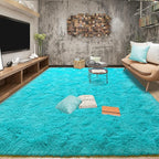 Tepook Super Soft Fluffy Rug for Bedroom, Modern Shaggy Fuzzy Kids Rugs for Living Room, Plush Indoor Nursery Home Decor Dorm Carpet with Non-Slip Bottom, Teal Blue, 4 X 6 Feet