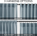 Nanspring Light Blue Linen Curtains 102 Inches Long Rod Pocket Back Tab Drapes 2 Panels Set for Living Room Bedroom Light Filtering Semi Sheer Light Blue Curtain 102 Length for Patio Door 52x102