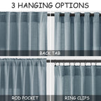 Extra Long Light Blue Linen Curtains 120 Inch for Living Room 2 Panels Set Rod Pocket Back Tab Light Filtering Semi Sheer Soft Linen Window Drapes Privacy High Ceiling Drapes for Farmhouse 52x120