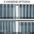 Light Blue Linen Curtains 63 Inches Long 2 Panel Sets for Living Room Bedroom Rod Pocket Back Tab Light Filtering Drape for Kitchen Window Short Protect Privacy Curtain Modern Farmhouse Decor 52x63