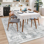 Madane 8x10 Area Rugs for Living Room, Machine Washable Vintage Rug with Non-Slip Backing, Soft Throw Large Rug, Thin Carpet for Bedroom Dining Room Farmhouse Under Table, Blue/Grey