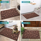Bulijojo Sturdy Front Entrance Doormats,Durable Heavy Duty Welcome Mat,Thick Absorbent Natural Rubber Non Slip Mat,Easy Clean Entryway Mat Leaves Brown 23"x35"