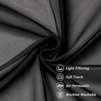 Chyhomenyc Black Sheer Tier Curtains 24 Inch Length, Small Window Curtains Treatment for Bathroom/Living Room/Cafe/Basement, Short Voile Curtain Tiers, 42W x 24L, Rod Pocket, 2 PCS