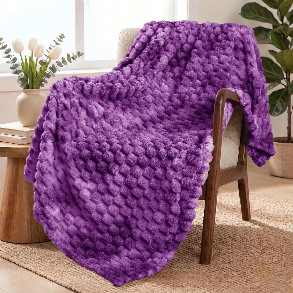 Exclusivo Mezcla Large 3D Fleece Throw Blanket for Couch, Tie-dye Purple