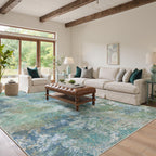BEIMO Area Rugs 10x14 for Living Room, Blue Green Washable Abstract Rug