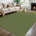 KOZYFLY Washable Area Rug 6x9 ft Rubber Backed Non Slip Rugs for Living Room Braided Cotton Bedroom Rug Woven Office Rugs Indoor Floor Carpets for Dining Bedroom Living Room, Olive Green/Earthy Green