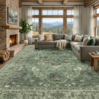 RELEANY Washable Area Rug, Large 9'x12', Green/Dark Green/Gray