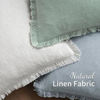MIULEE Decorative Throw Pillow Covers Neutral Linen Fringe Throw Pillows Set of 2 Sky Blue Boho Farmhouse Cushion Covers for Couch Sofa Bed Living Room Spring Home Decor 20x20 Inch