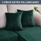 Couch Cover 4-Piece Elastic Velvet Couch Cushion Covers & Chaise Slipcovers for L-Shaped Sofas, Sofa Seat Covers Washable, Soft Cover for Couches (3 Seater + Chaise, Christmas Green)