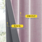 NICETOWN Pink Vintage Linen 100% Blackout Curtains for Living Room, Thermal Insulated Curtains 95" Long, Noise Reducing Window Treatment Drapes for Bedroom, 52" Wide Per Panel, Set of 2