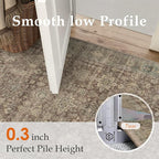 8x10 Washable Area Rug for Living Room Bedroom Vintage Rust Red Non Slip Carpet Traditional Retro Soft Low Pile Large Throw Rug for Dining Room Kitchen Office Indoor