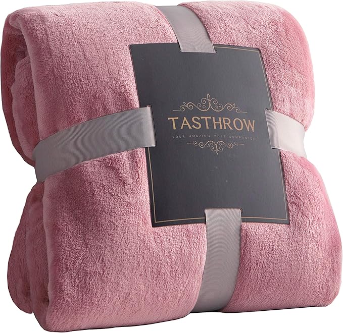TASTHROW Large Flannel Fleece Throw Blanket, 90×90 Inch - Pink