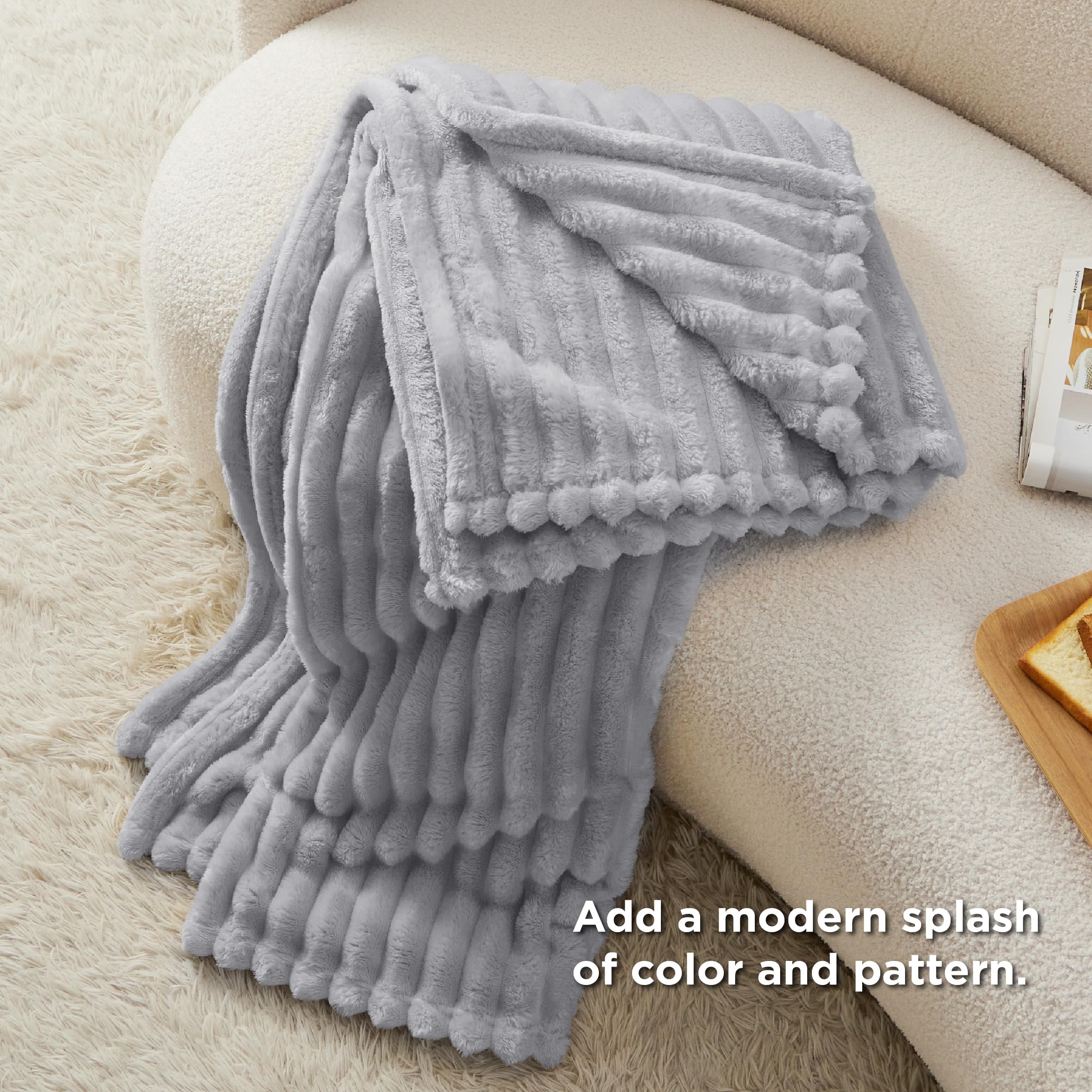 Bedsure Soft Light Grey Throw Blanket for Couch Decor Gifts 50"x70"