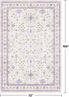 Hazo Haus 6x9 Lavender Rug for Bedroom, Kids Playroom, Non Slip Large Washable Living Room Area Rug, Low Pile Stain Resistant Foldable Boho Fairy Décor