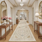 Madane Hallway Runner 3x14 - Runner Rugs 14ft Washable Entryway Rug Vintage Kitchen Runners Non Slip Indoor Area Rug Farmhouse Carpet Runner for Bathroom Living Room Bedroom, Beige/Blue