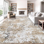 XLUEZ 10x14 Area Rugs for Living Room, Washable Modern Abstract Large Area Rug Neutral Soft Non Slip Kids Rug Stain Resistant Indoor Carpet for Bedroom Dining Room Playroom Home Office(Beige, 10'x14')