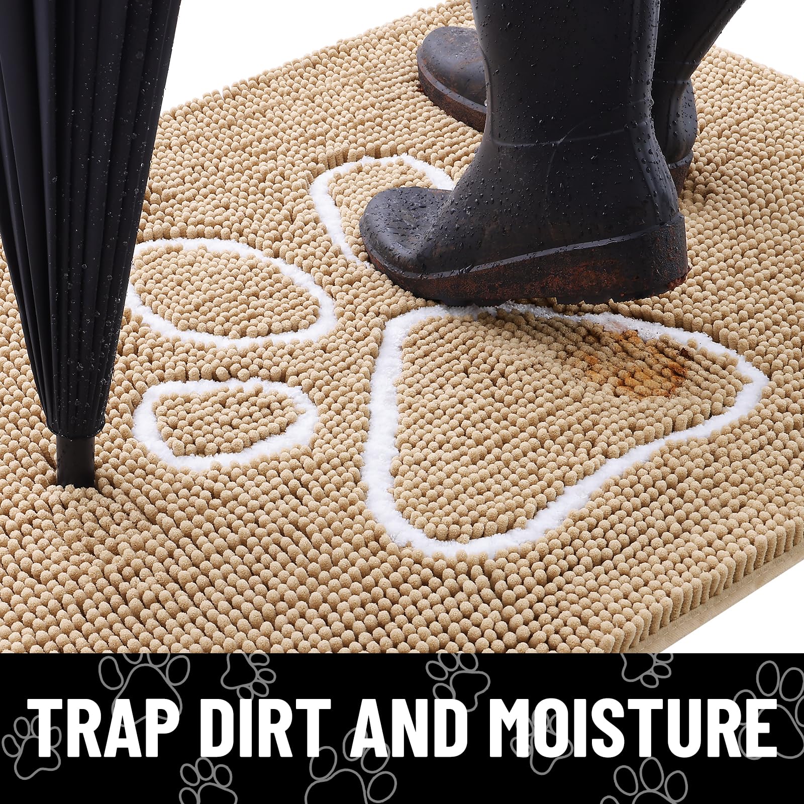 Smiry Dog Door Mat for Muddy Paws, Absorbent Non Slip Dirt Trapper, 40x32