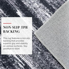 Lansny Modern Abstract Runner Rug 2x5, Black Grey Washable Kitchen Runner Entryway Rug Mat Non-Slip Soft Hallway Rug Runner Thin Print Faux Wool Carpet for Bedroom Laundry Room Indoor