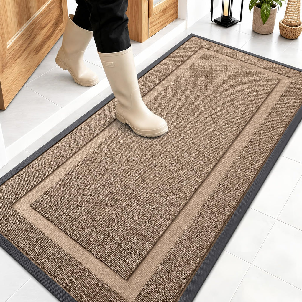 OLANLY Front Door Mat Outside 47x23, All-Season Heavy-Duty Rubber Doormat