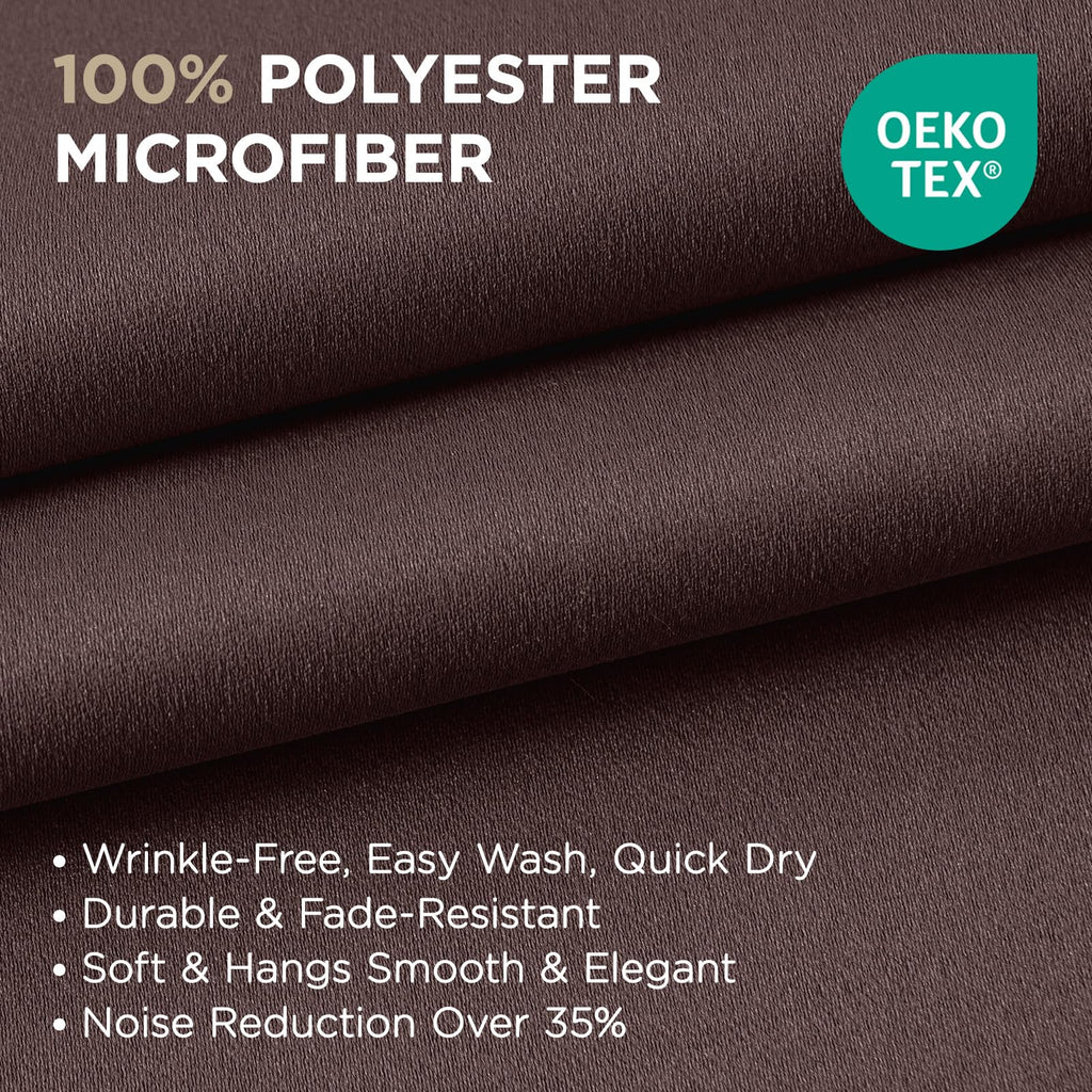 Joydeco Blackout Curtains 90 Inches Long 1 Panel, Thermal Insulated Long Curtains& Drapes 1 Piece, Room Darkening Grommet Drapes for Living Room Bedroom Window (W70 x L90 Inch, Chocolate)