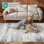 Restydon 2x12 Runner Rug Non Slip,Washable Hallway Runner Rug,Blue