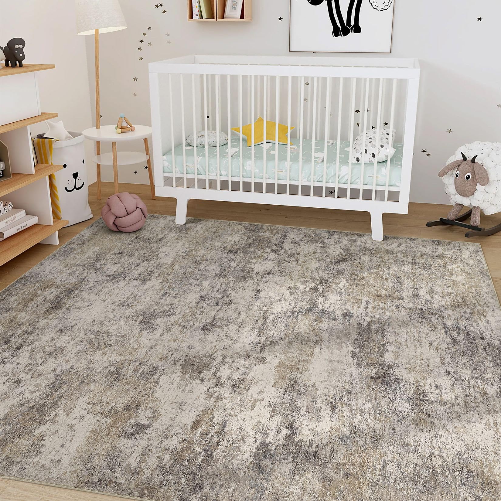 Nakagishi Boho 9x12 Area Rug Living Room Rugs Machine Washable Brown Grey