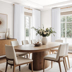 Snow White Linen Curtains 90 Inches Long for Living Room Light Filtering Semi Sheer Curtain Back Tab Luxury Neutral Coastal Modern Farmhouse Decor Drapes for Bedroom Dinner Room 52x90, 2 Panels