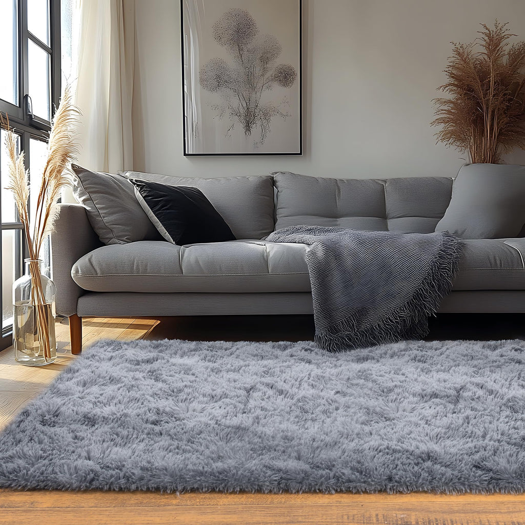 Quntue Runner Rugs for Bedroom 2x6 Rug Runners for Hallways Non Slip Soft Shag Bedside Rug, Fluffy Area Rug Throw Rugs for Living Room, Floor Carpet Runner for Nursery Kids Dorm, Grey