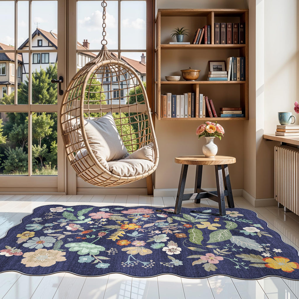 Washable 3x5 Entryway Area Rugs: Ultra Soft Low Pile Carpet for Kitchen Nursery Indoor Light-Weight Doormat Anti-Slip Thin Water-Resistant Rug for Living Room Bedroom Small Floor Mat(3x5,Purple)