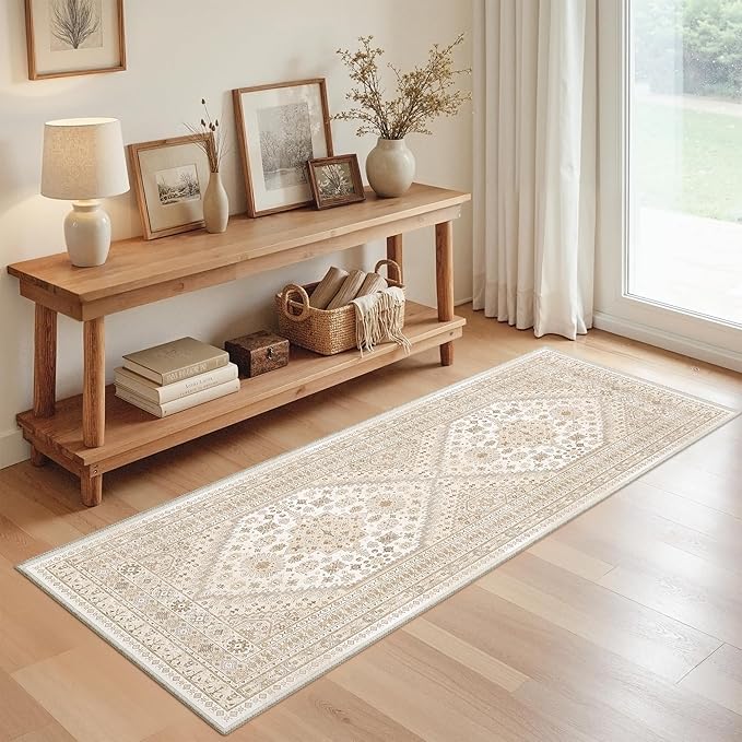 zesthome 2x6 Runner Rug Non Slip,Washable Hallway Runner Rug,Beige