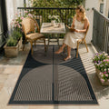Lahome Modern Rainbow Easy Jute Outdoor Patio Rug, 3x5 Black Office Rug
