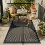 Lahome Modern Rainbow Easy Jute Outdoor Patio Rug, 3x5 Black Office Rug