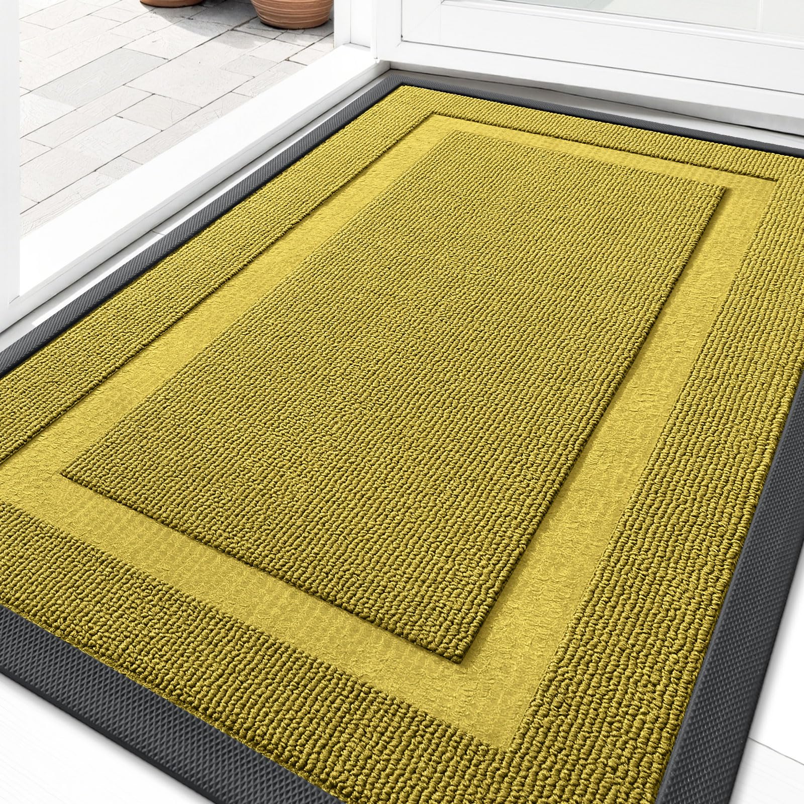 OLANLY Front Door Mat Outside 33x21, All-Season Heavy-Duty Rubber Doormat