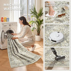 zesthome 5x7 Area Rugs - Ultra-Thin Washble Rug, Stain Resistant Anti Slip Backing Rugs for Living Room,Bedroom, Vintage Home Decor Area Rug (Beige/Brown,5'x7')