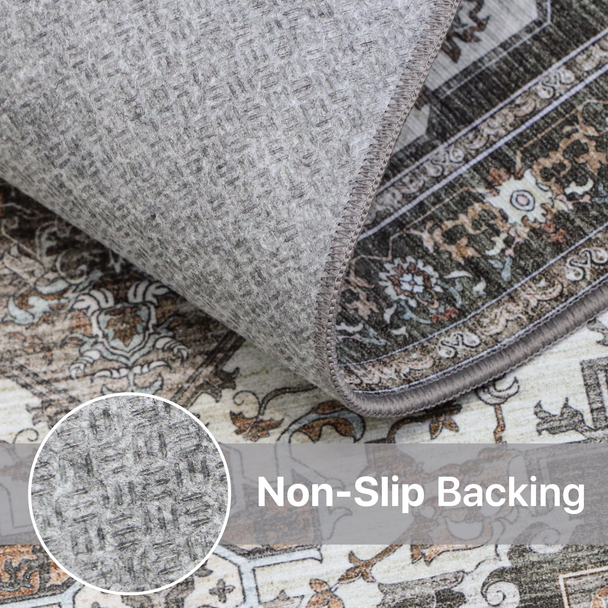 BEIMO Dark Grey Rug 8x10 Area Rugs for Bedroom, Washable Vintage Non Slip