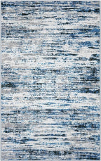 Lansny Modern Abstract 5x7 Machine Washable Area Rug Non-Slip Soft Bedroom Living Romm Rug Grey Blue White Thin Print Faux Wool Floor Carpet Throw Rugs for Nursery Playroom Dining Room Indoor