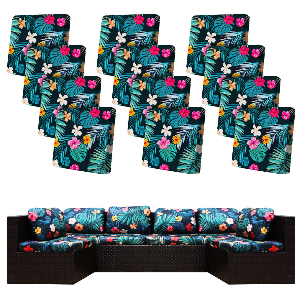 12 Piece Outdoor Cushion Covers, Patio Sofa Cushion Covers, Stretch Fit