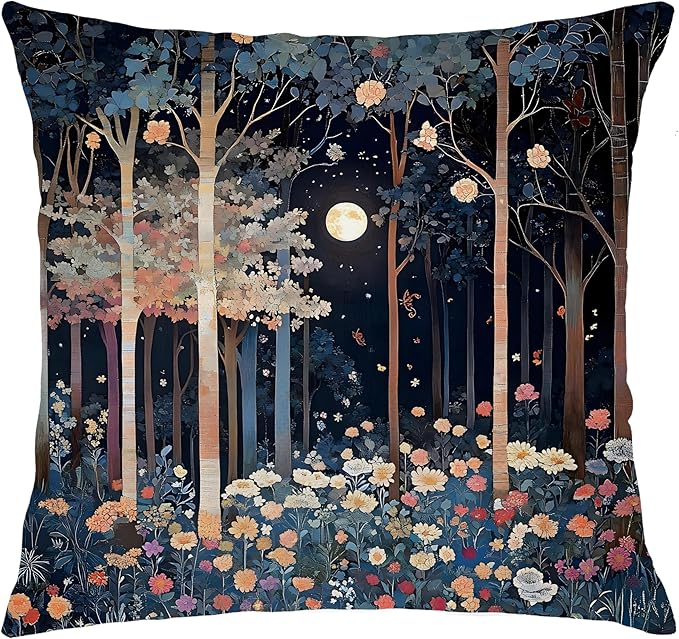BUJSP Rustic William Morris Inspired Autumn Forest Decor Pillow Covers 12x20,Fall Home Room Decor, Vintage Botanical Nature Decorative Throw Pillow Covers for Home Bedroom Living Room