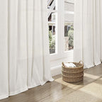Nanspring Extra Wide 100x96 Inch Linen Curtains for Living Room Divider Light Filtering Semi Sheer Patio Curtains for Sliding Door Natural Coastal Decor Sunroom Floor to Ceiling Window Curtain