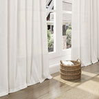 132 inch Curtains Extra Long 2 Panels Set Back Tab Neutral Farmhouse Drapes Light Filtering Semi Sheer Linen Curtain 132 inch Length for Floor to Ceiling Window Patio Sliding Door Ivory Cream 11ft