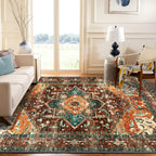 Yamaziot 9x12 Large Area Rug, Non-Slip Washable Boho Living Room Rug