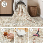 Rug Runners for Hallways Non Slip - 2x8 Runner Rug for Bedroom, Washable Runner with Rubber Backing, Soft Low-Pile Carpet for Kitchen, Laundry, Bathroom (2'x8', Brown/Pink)