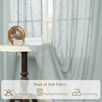 LAMIT Extra Wide Linen Curtains for Bedroom Living Room 60 x 84 Inch