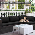 8Pcs Outdoor Cushion Covers, Patio Cushion Covers,Stretch Elastic Slipcovers, Replacement Washable & Reusable Furniture Protector for Patio Couch,Thick Jacquard Textured Twill Fabric(Black,Cover Only)