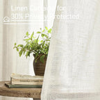 LAMIT Natural Ivory Semi Sheer Linen Curtains 84 inch Long, Cream White Light Filtering Living Room Panels Back Tab and Rod Pocket Neutral Drapes for Bedroom/Farmhouse, 2 Panels, 52 x 84 Inch