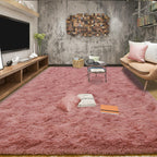 Tepook Blush Pink Area Rugs for Living Room Girls Bedroom, 9x12 Fluffy Shaggy Dusty Pink Rug for Kids Room Playroom, Plush Shag Non-Slip Carpet for Nursery Dorm Classroom, Cute Rose Beige Rug