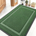 OLANLY Front Door Mat Indoor Outdoor Entrance, Waterproof All-Season, All-Weather Doormat, Sturdy Natural Rubber, Fade Resistant, Low Profile, Easy Clean Patio Porch Entryway Mat, 47x30, Green